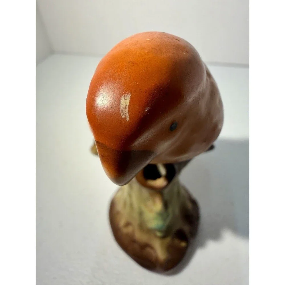 Red Czech Pottery Parrot Czechoslovakia Bird Red Dime Mark